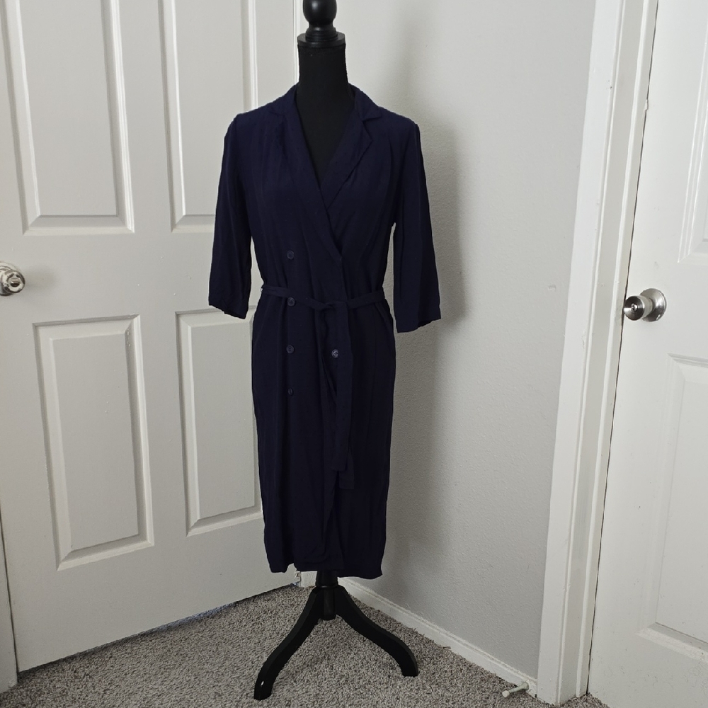 Topshop Deep Blue Textured Dress
